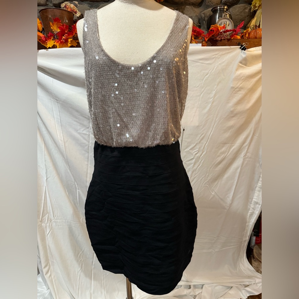 Express Sequin Top Black Mini Dress